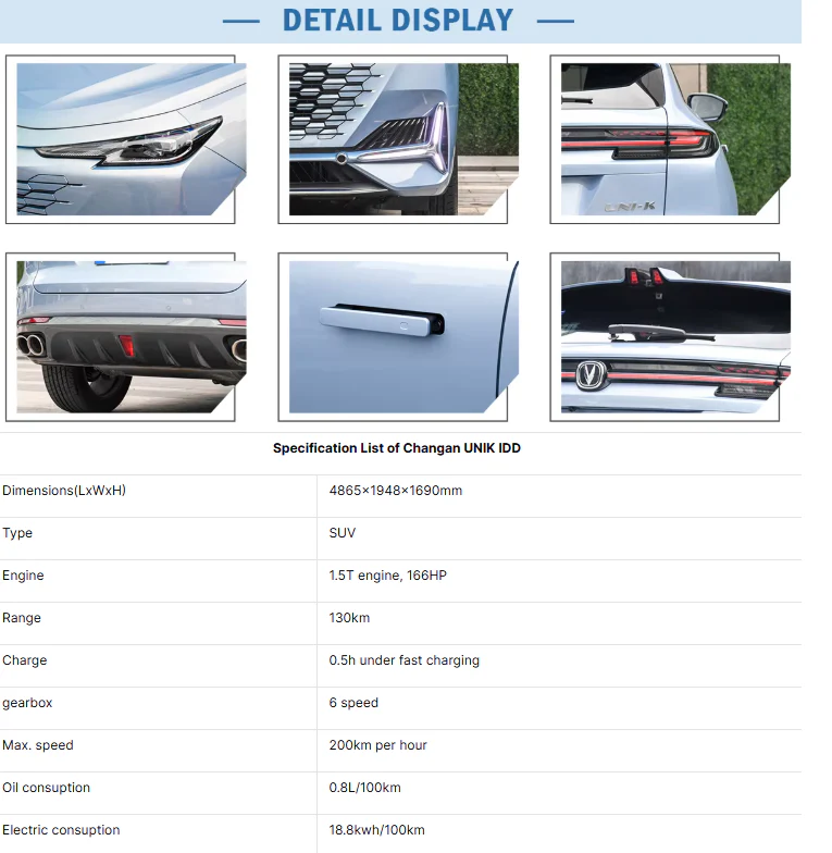 2023 Changan Uni-k 2.0 T idd Hybrid Petrol Car 5 Seats SUV High Speed Changan Uni K Gasoline Car - Image 5
