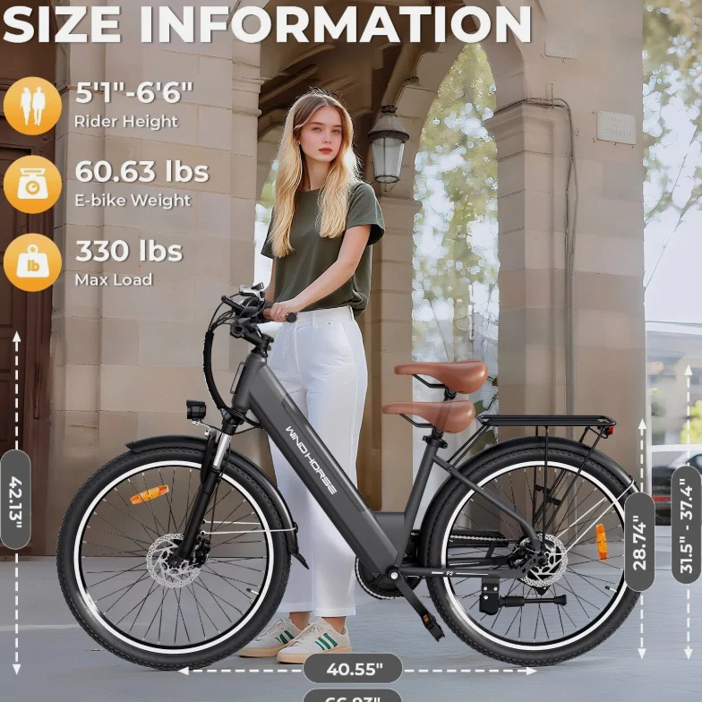 2025 New Windhorse F2 Urban Commuter E Bike 36V 13Ah 350W - Image 9