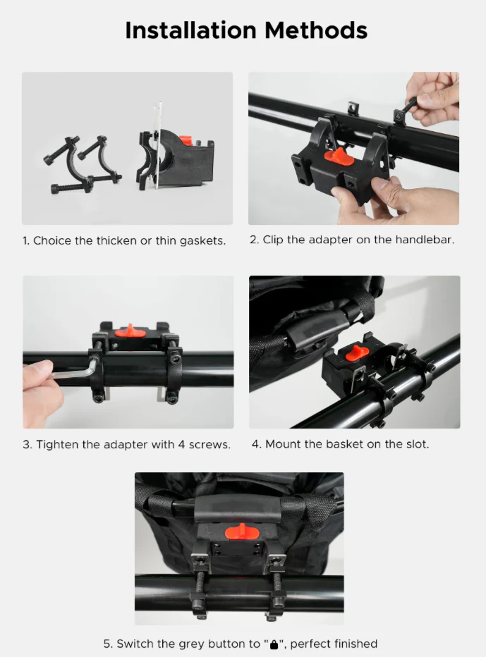 Bike Front Basket ENGWE 19L Adjustable Handlebar Basket - Image 3
