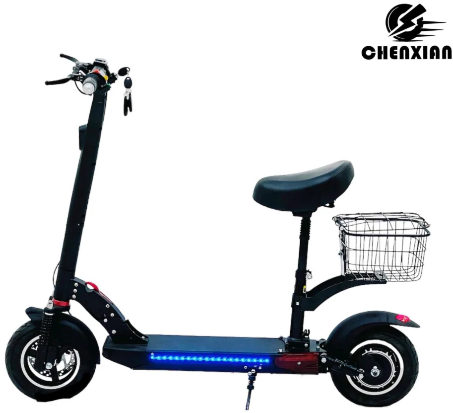 Foldable E10 updated Kick Scooter with Seat & Rear Basket - Image 3