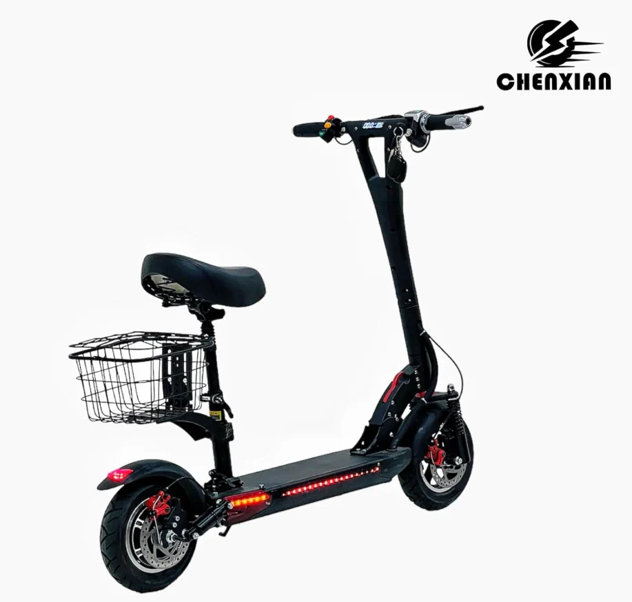 Foldable E10 updated Kick Scooter with Seat & Rear Basket - Image 7