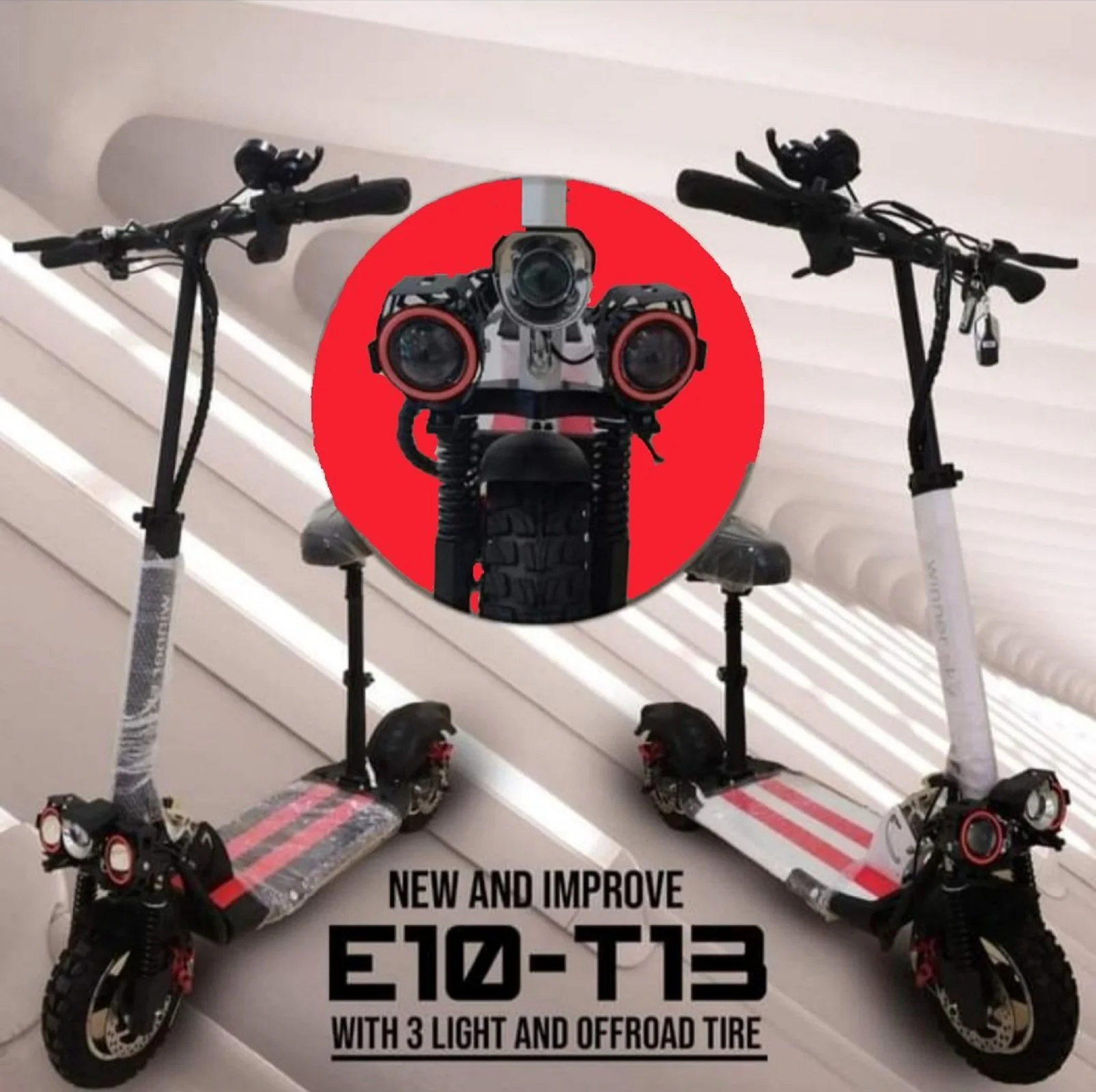E10 Scooter Upgrade Model 1200w Motor 3 lights Off Road - Image 5
