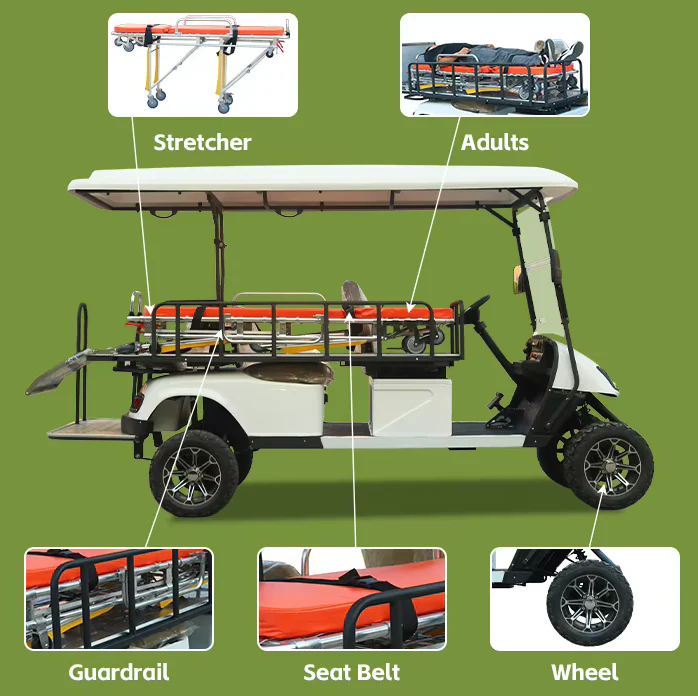 Electric Ambulance Vehicle Medical Buggy & Golf Cart with Stretcher First Aid Emergency Aid - Image 4