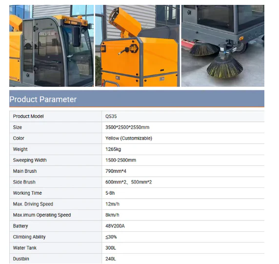 Electric Large Industrial Sweeper Street Sweeper Machine with Cap - Image 4