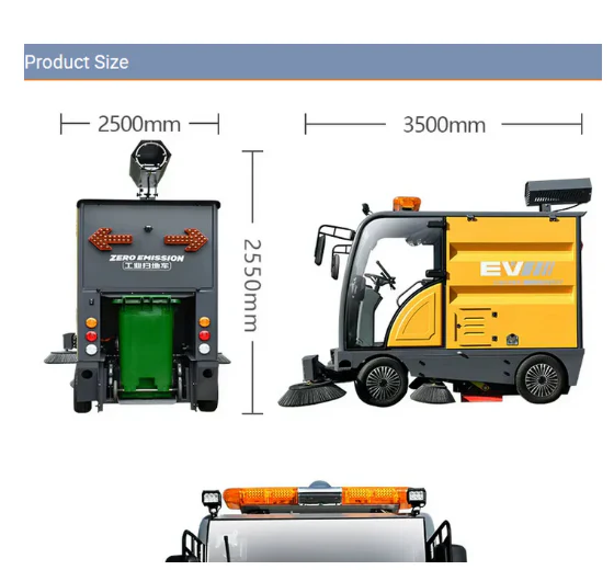 Electric Large Industrial Sweeper Street Sweeper Machine with Cap - Image 7
