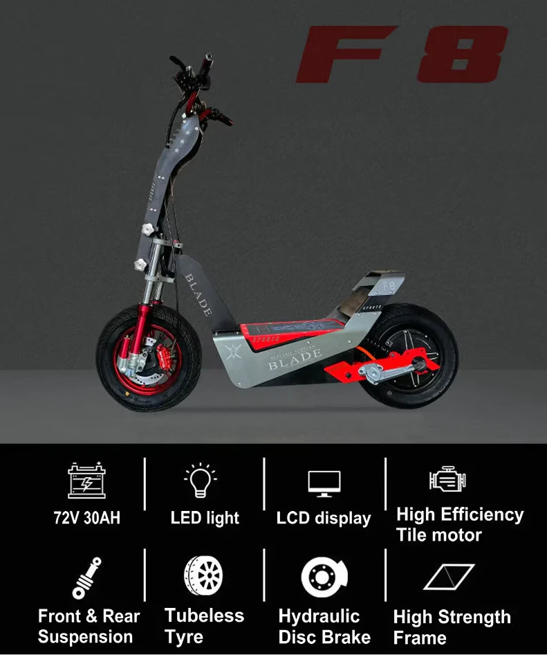 F8 blade mountain off road Electric scooter 72V 30Ah 4000W - Image 5