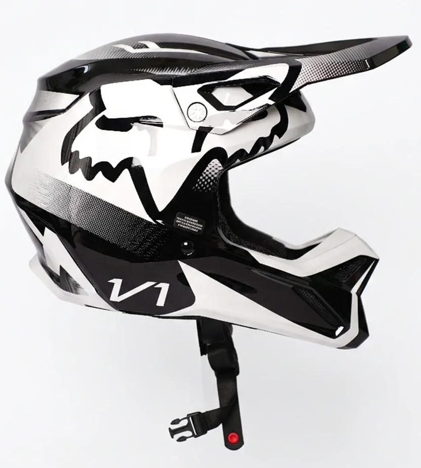 FOX Racing V1 Supreme Motocross Off Road Dirt Bike Motorcycle Helmet Black & White - Image 3