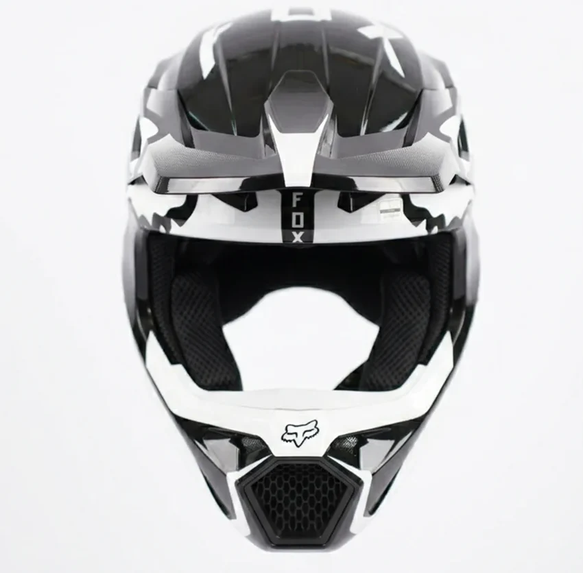 FOX Racing V1 Supreme Motocross Off Road Dirt Bike Motorcycle Helmet Black & White - Image 4