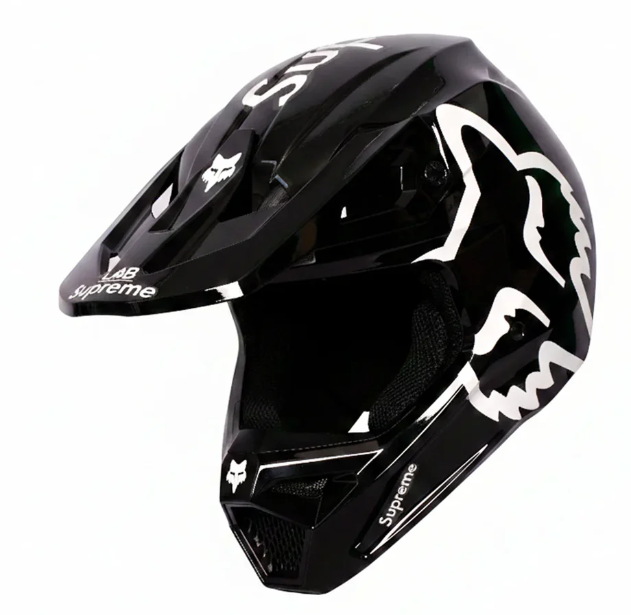 FOX Racing V1 Supreme Motocross Off Road Dirt Bike Motorcycle Helmet Black & White - Image 8
