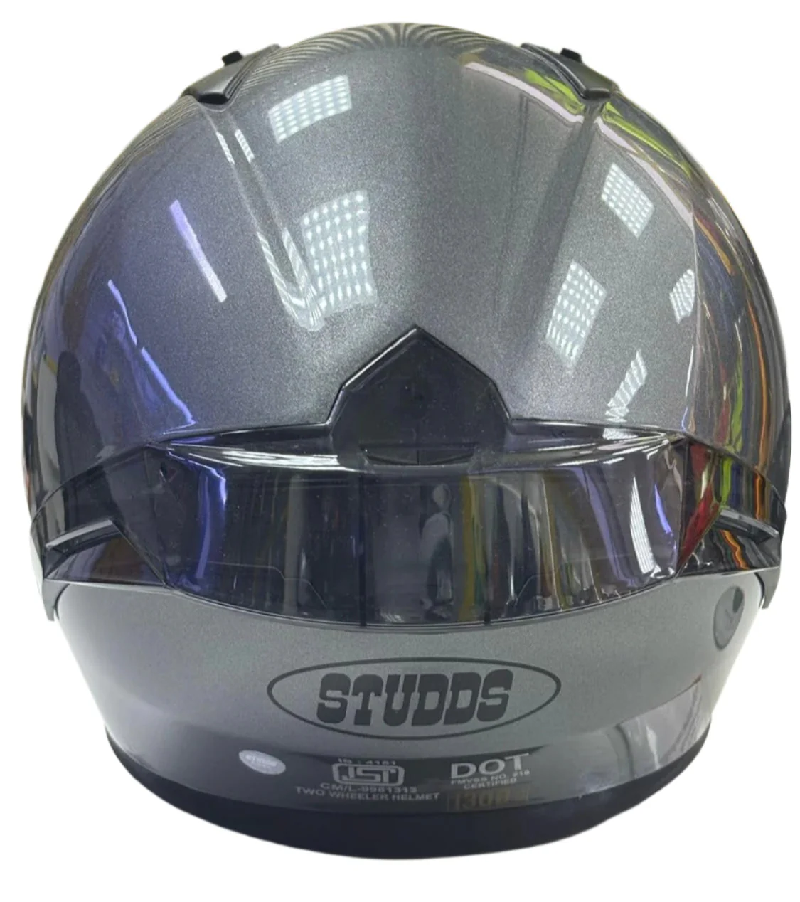 Full Face Bike Helmet, Grey Metallic, Clear Visor, DOT Approved - Image 4