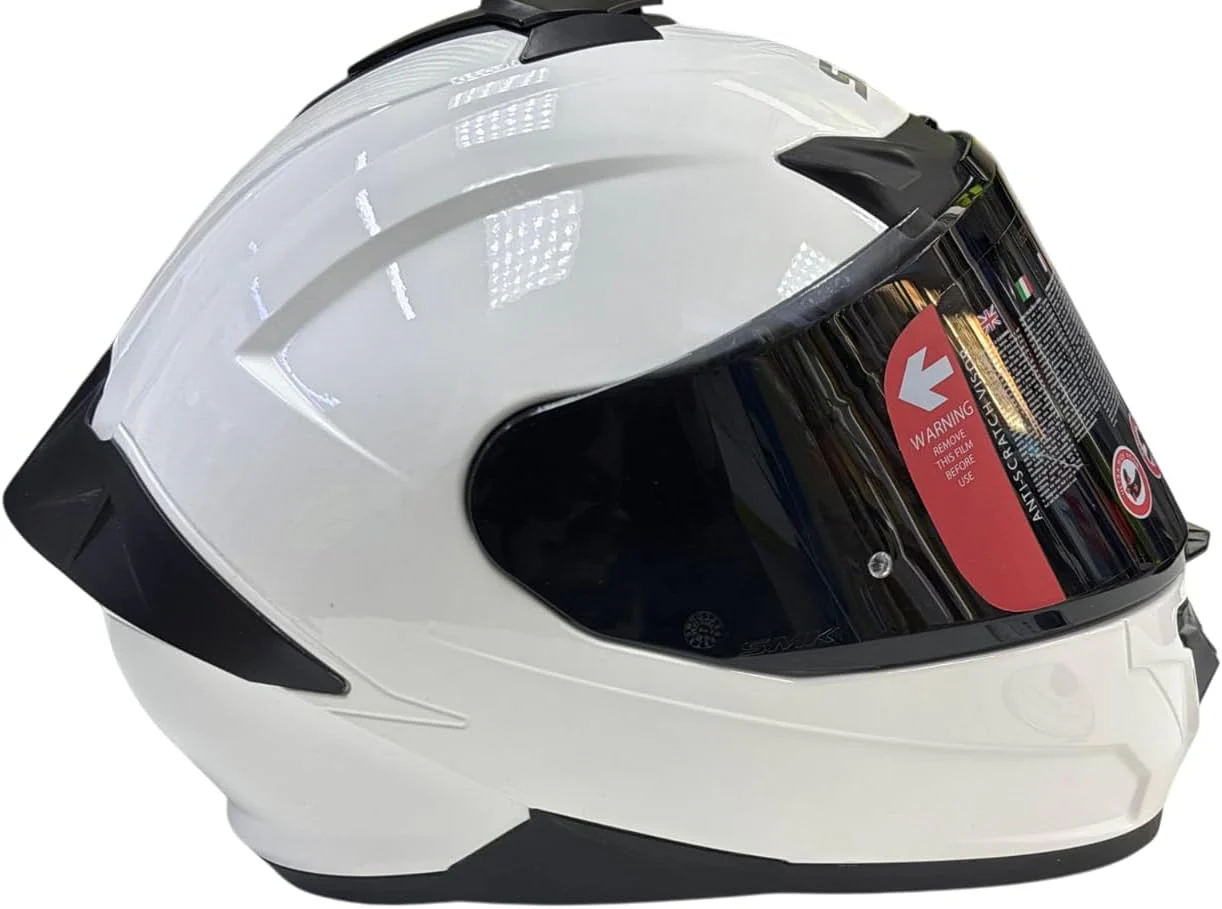 Full Face Motorcycle Helmet, White and Black, DOT Approved