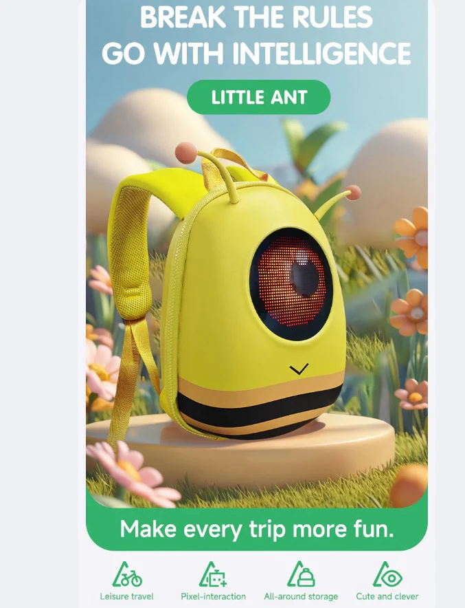 Girls LED Smart Display Backpack Pixel Art Bag Small Ant Cute Carrot - Image 12