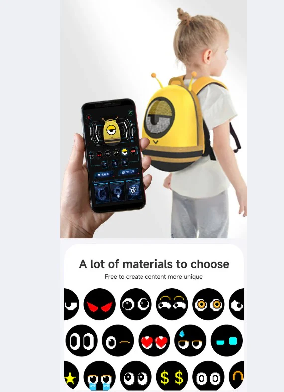 Girls LED Smart Display Backpack Pixel Art Bag Small Ant Cute Carrot - Image 2