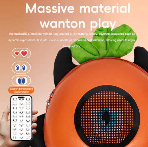 Girls LED Smart Display Backpack Pixel Art Bag Small Ant Cute Carrot - Image 8