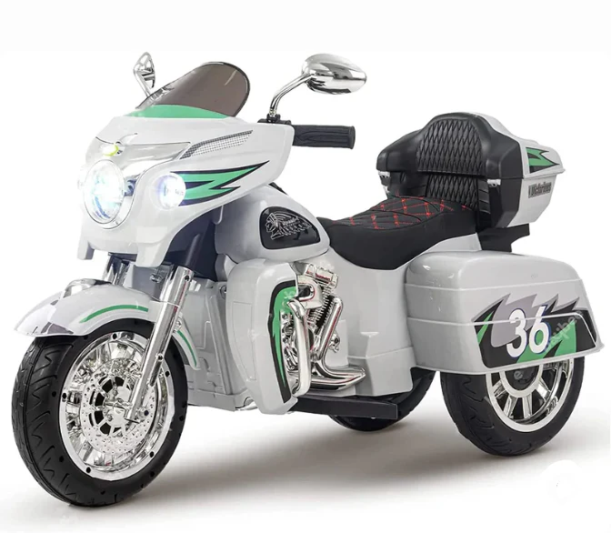 Harley-Style Tri Glide Kids Ride-On Motorcycle with 3 Wheels and Hand Throttle Age 3-6 - Image 2