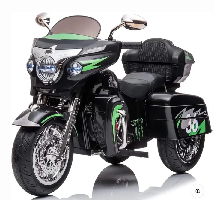 Harley-Style Tri Glide Kids Ride-On Motorcycle with 3 Wheels and Hand Throttle Age 3-6 - Image 6