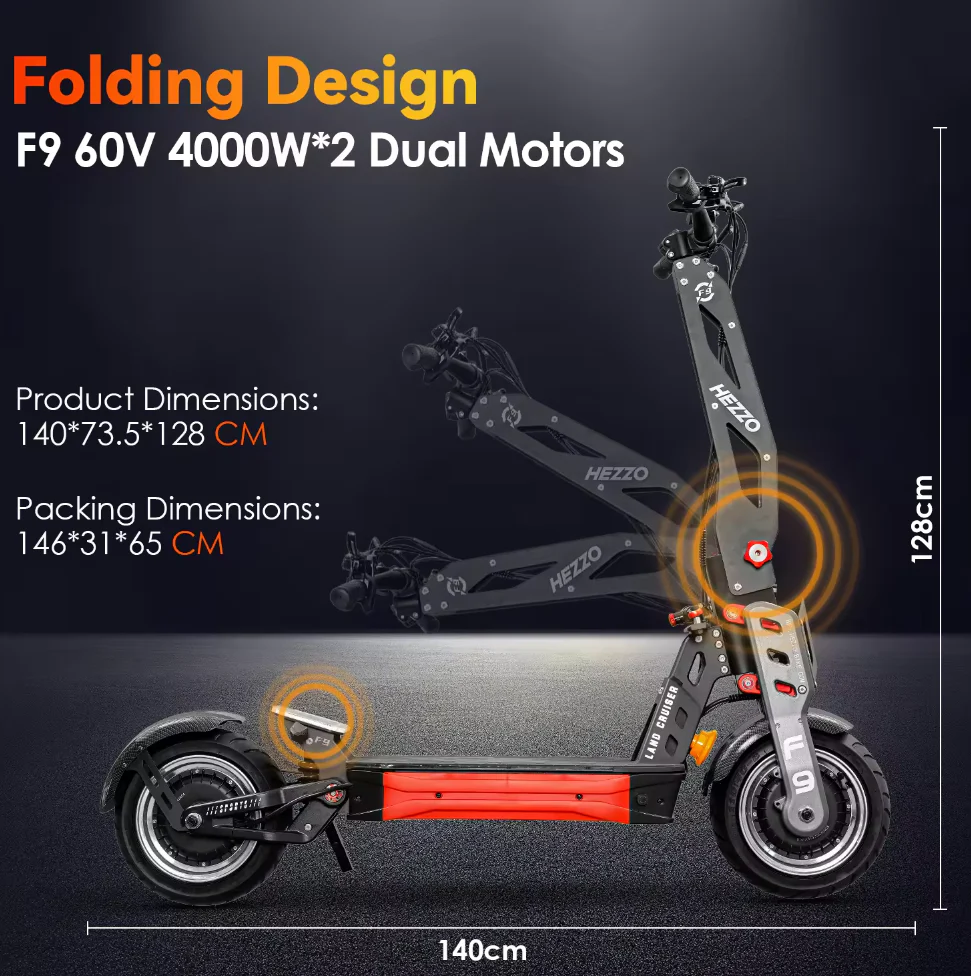 Land cruiser F9 Electric Scooter 2024 Off Road |100km Range| Fast|4000W dual motor|60V - Image 12