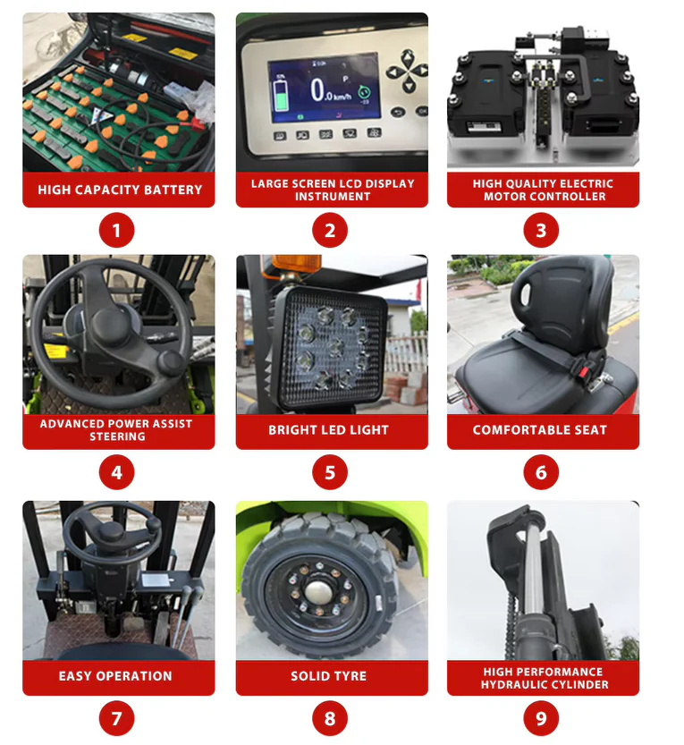 High Efficiency Industrial Electric Forklift 2-4 Ton CE Farm Battery Forklift 4 Wheel Forklift - Image 5