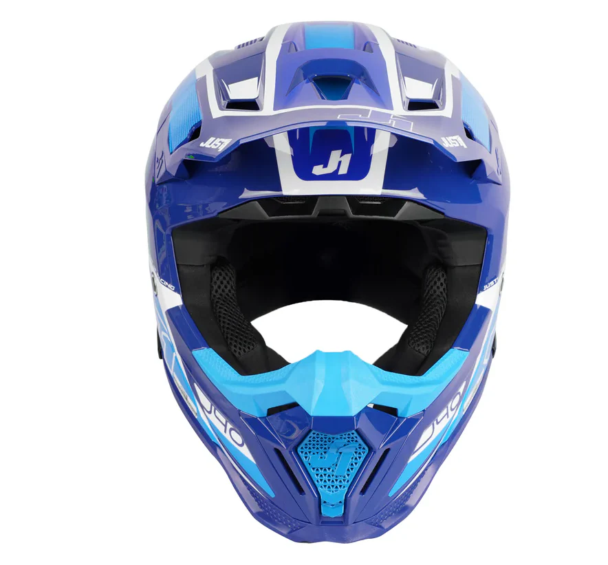 JUST1 J40 Flash White Blue Motocross Helmet ECE DOT Certified - Image 4