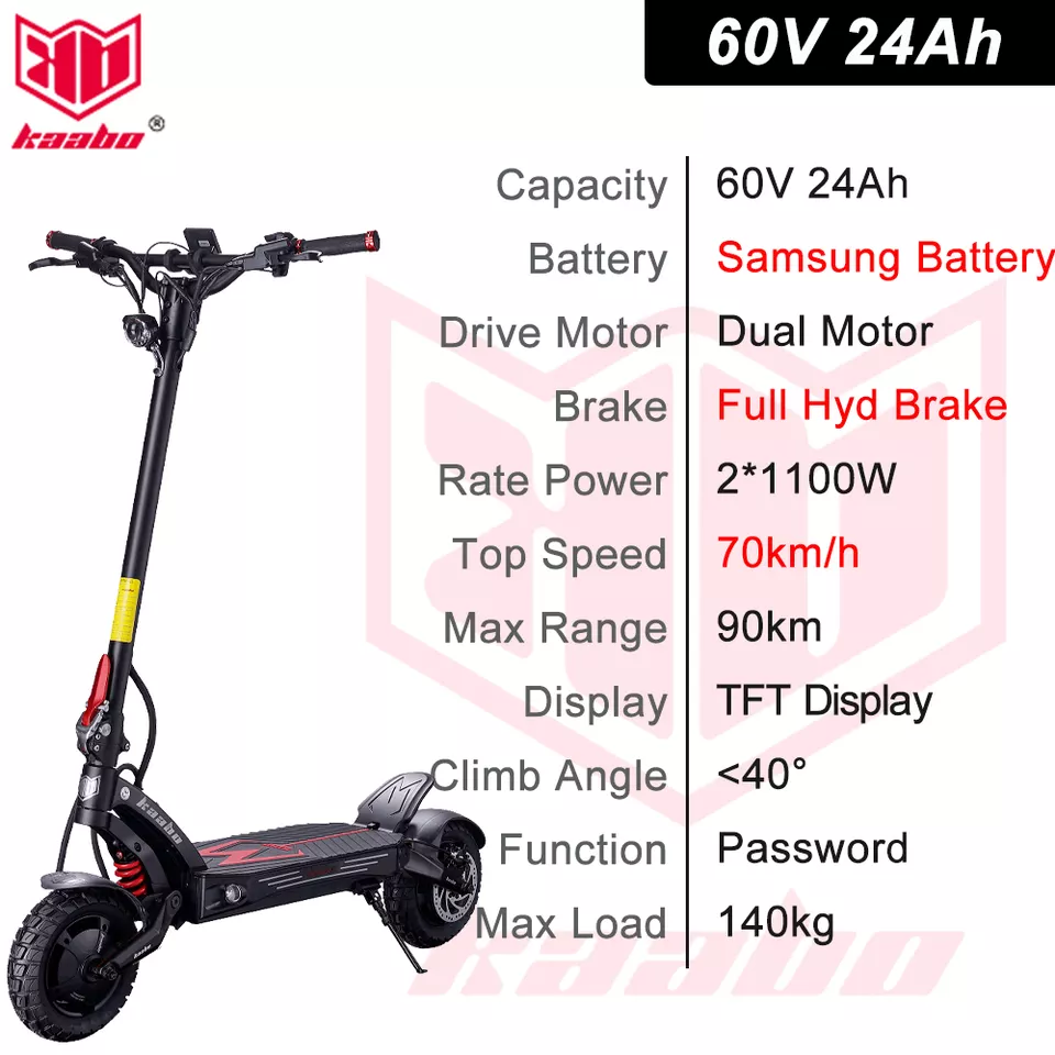 Kaabo Mantis King GT Electric Scooter 60V 24Ah 1100W Dual Motor Powered - Image 10