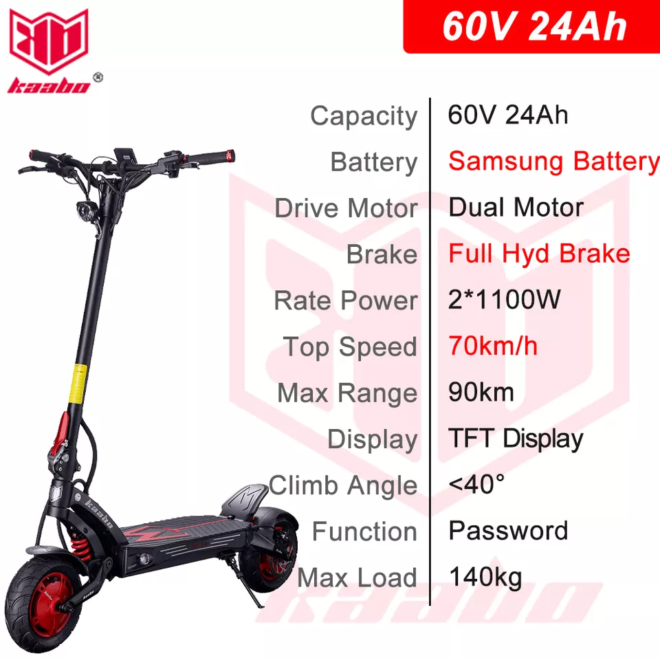 Kaabo Mantis King GT Electric Scooter 60V 24Ah 1100W Dual Motor Powered - Image 8