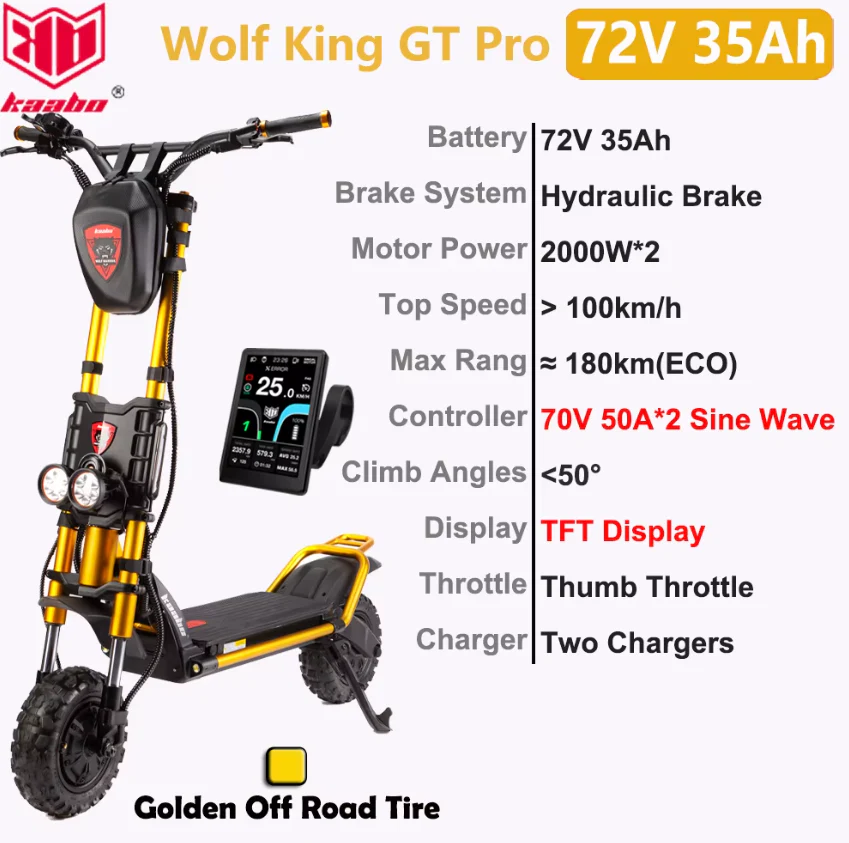 Kaabo Wolf King GT Pro Electric Scooter 72V 35Ah samsung Black - Image 3
