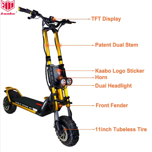 Kaabo Wolf King GT Pro Electric Scooter 72V 35Ah samsung Black - Image 5
