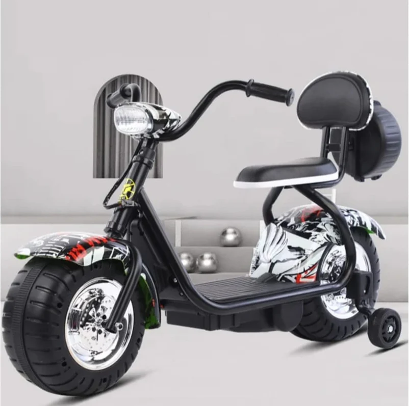 Kids Harley E scooter With Auxillary wheels Age 2-6 Years - Image 3