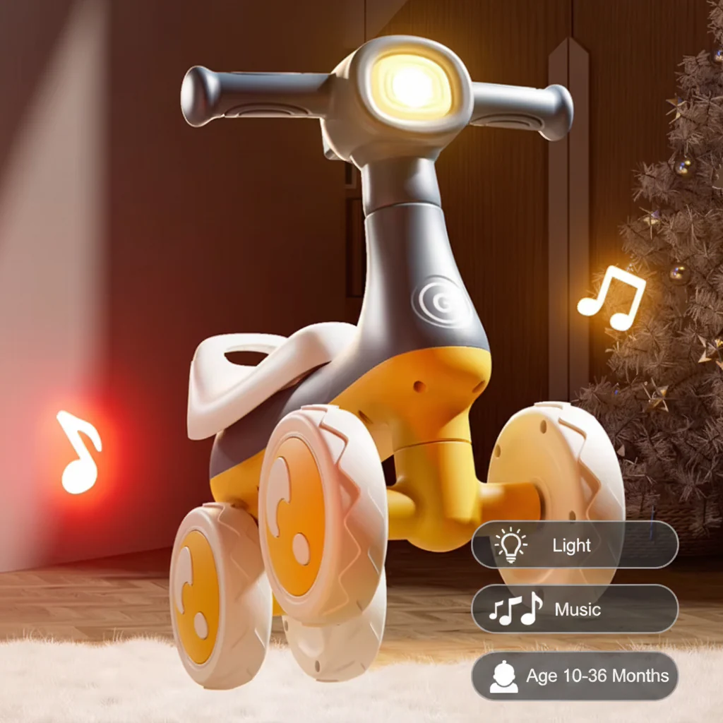 Kids Ride on Balance Bike-4 Wheel Bubble Blowing Car Toys with Light and Music Age 10-36 Months - Image 2