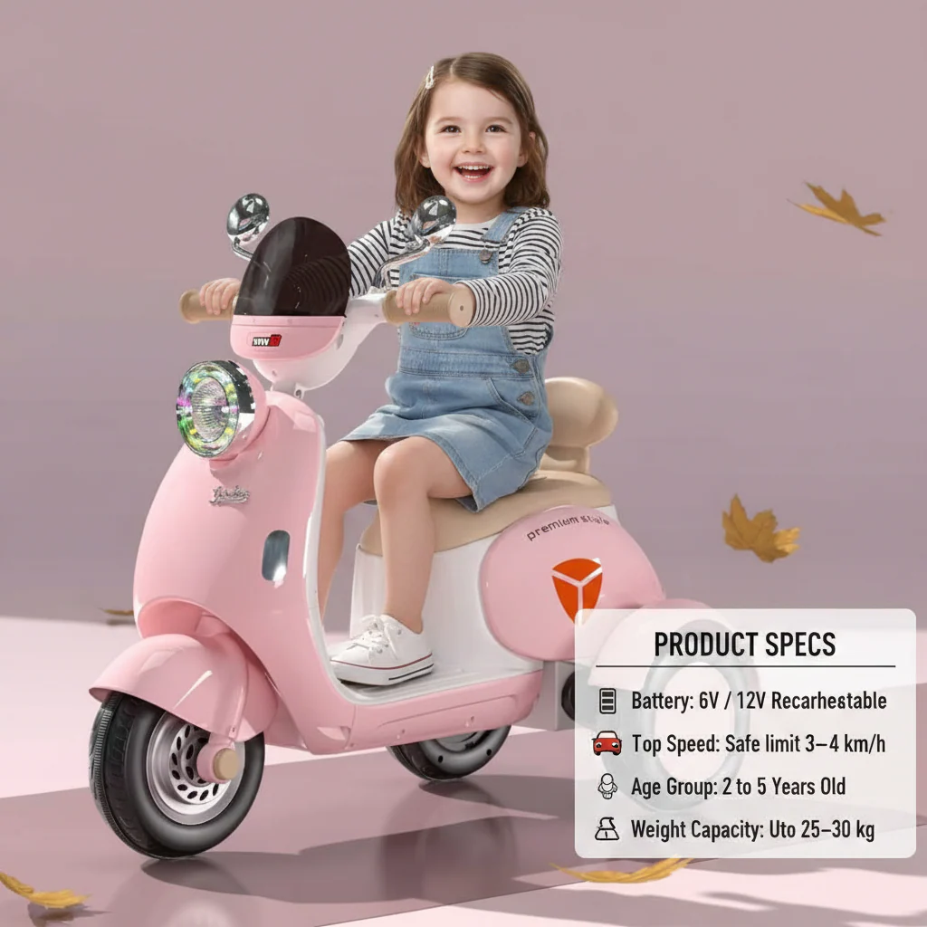 Kids Stylish Vespa Electric Trike Age 2-5 Years - Image 3