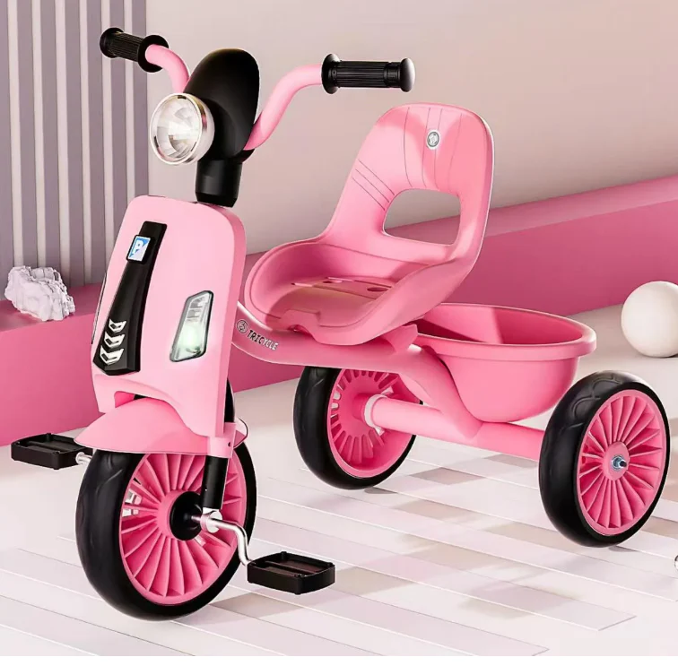 Kids tricycle stroller Push car , rubber wheels Baby Stroller Bike for kids with music and light - Image 5