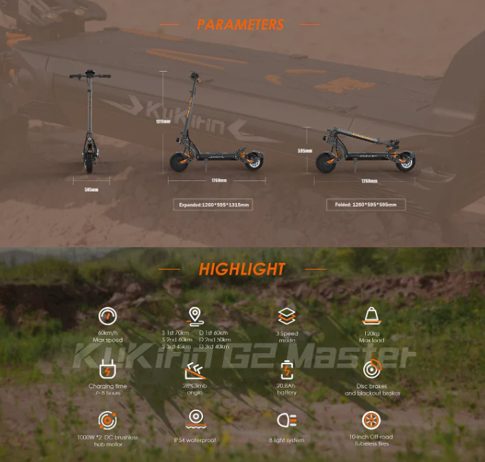 KuKirin G2 Master Electric Scooter -2025 Vesion 52V 20.8Ah 1000W Dual - Image 13