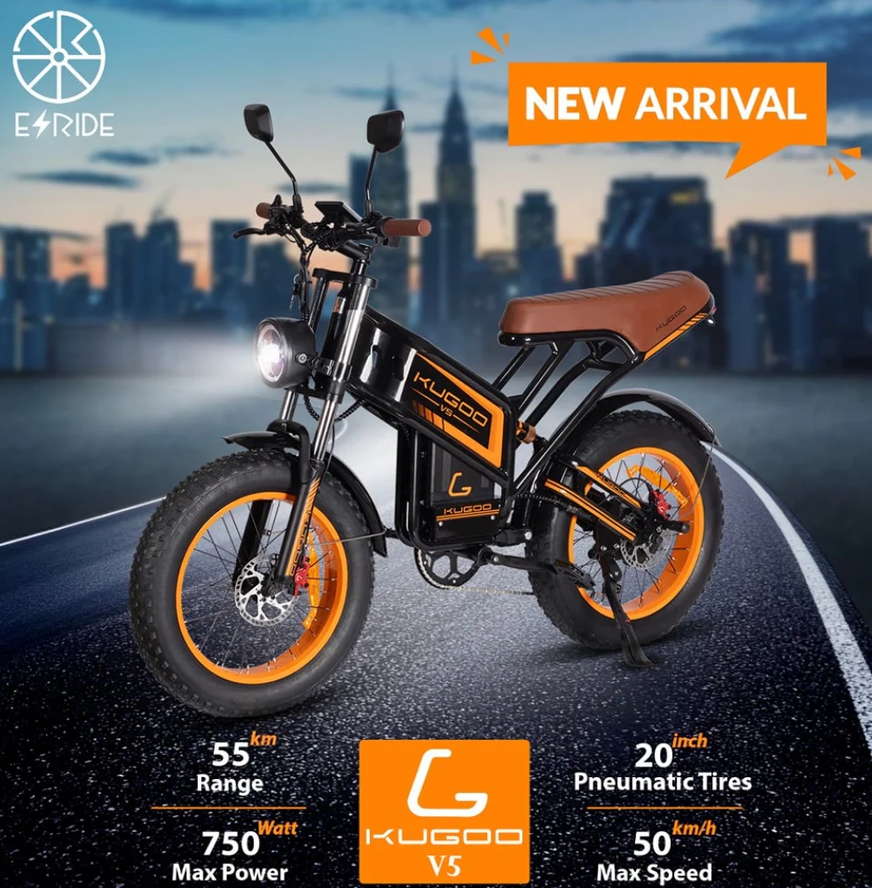 Kugoo Kirin V5 Fat Tire Electric Bike 20Ah 750W 50km Long Range high performance - Image 2