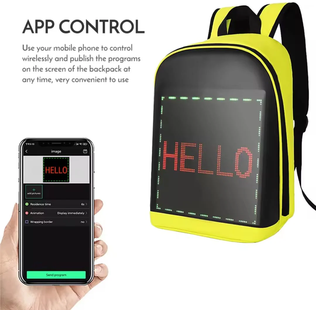 LED BackPack Eye Catching Bike Riders Walking office camping cycling travelling with App Programable screen - Image 5