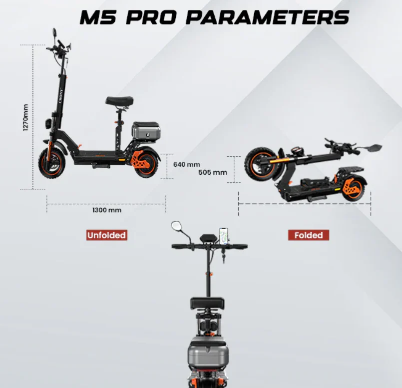M5 Pro Electric Scooter 48V 18Ah 1500W with Rear Luggage box - Image 14