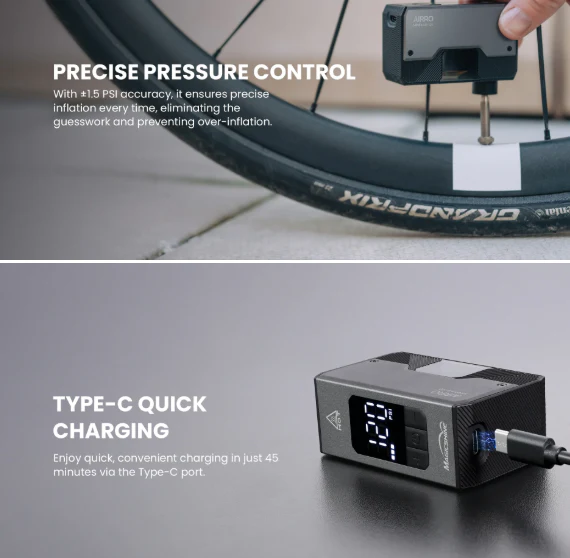 Magicshine AIRRO Mini Bicycle Tire Inflator Pump - Image 8