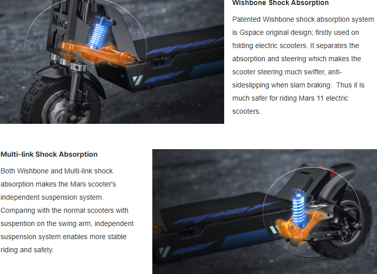 Mars 11 GTR Electric Scooter 72V 45Ah 2000W Dual Motor NFC - Image 6
