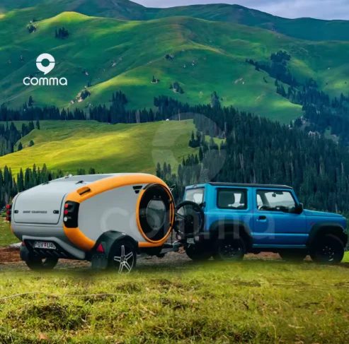 Mini RV Teardrop Adventure Trailer – Bathroom-Equipped Caravan for Weekend Getaways