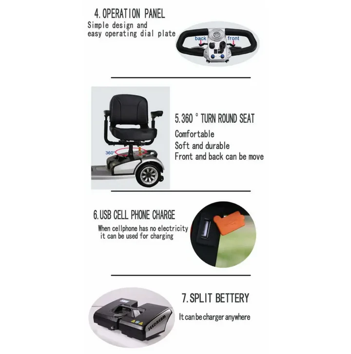 Mobility Electric Scooter S01 with 360 Rotation Seat Removable Batery - Image 8