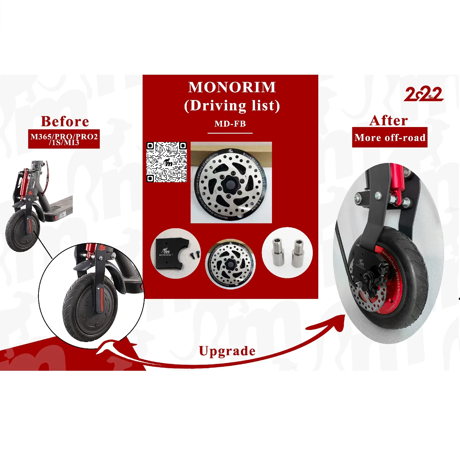 Monorim Brake Kit for 500W Motor for Xiaomi Pro and Pro 2 Electric Scooter - Image 2