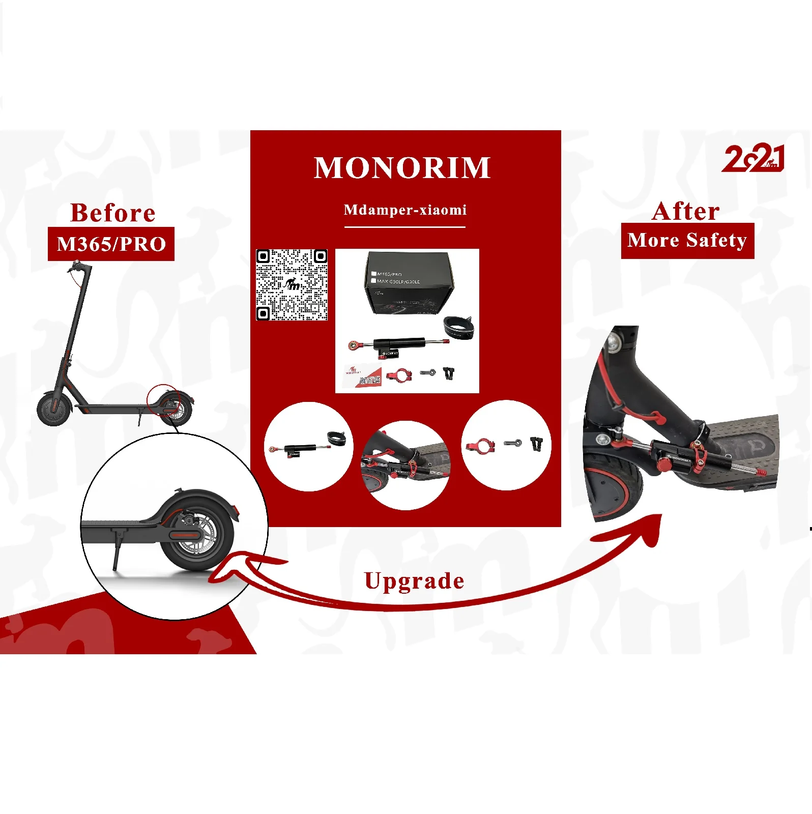 Monorim Steering Damper for Xiaomi M365, 1S, Essential, Pro 2 Electric Scooters - Image 3