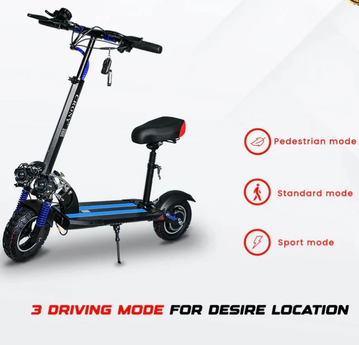 NEW V10 Electric Scooter 1200W 48V 12Ah Range 20-40Km Fast with Triple LED Headlamps Base LED Lights - Image 10