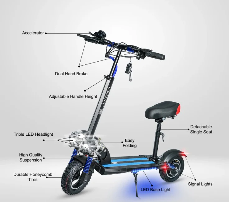 NEW V10 Electric Scooter 1200W 48V 12Ah Range 20-40Km Fast with Triple LED Headlamps Base LED Lights - Image 12