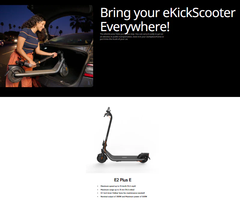Ninebot E2 Plus Electric Scooter For teens - Image 8