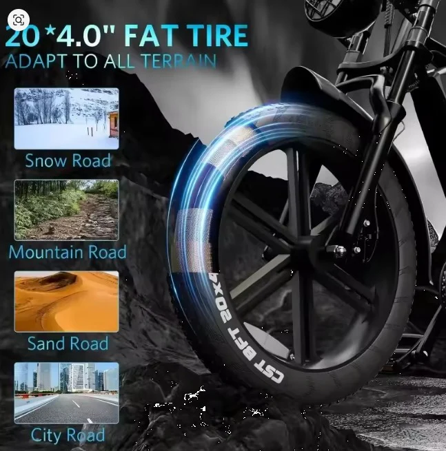 OUXI V8 Fat Tire Electric Bike 48V 15Ah 1000W with Removable Battery moped model 2025 NEW - Image 5