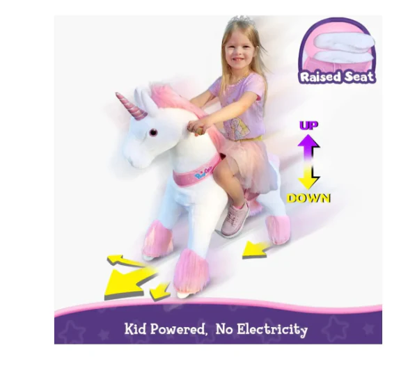 Pony Cycle Ride on Horse Unicorn Age 4-8 old - White - Image 10