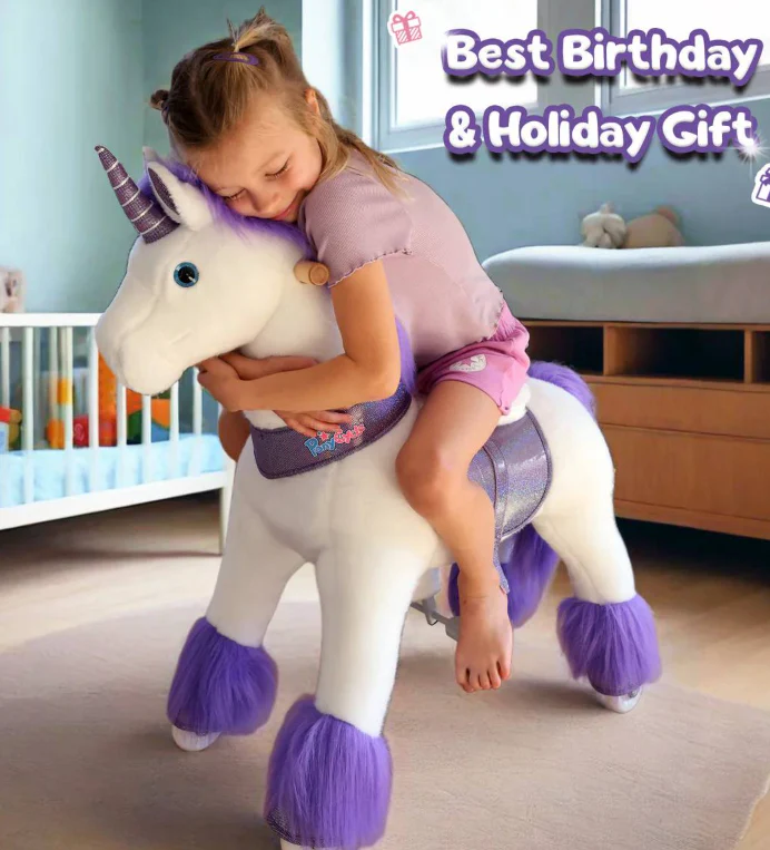 Pony Cycle Ride on Horse Unicorn Age 4-8 old - White - Image 2