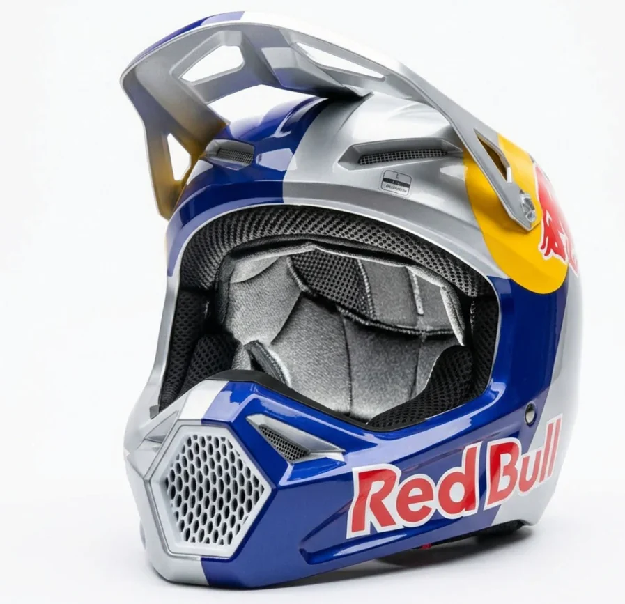 Premium Red Bull Solid V1 Full Face Racing Aerodynamic Motocross Helmet