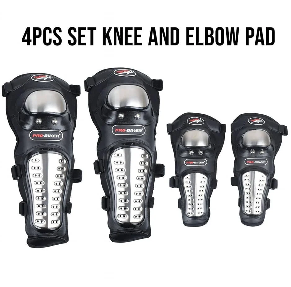 Pro-X Alloy Stainless Steel Knee Elbow Guard, Flexible Breathable Adjustable Knee Protector for Bikers Riders Black - Image 6