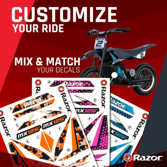 Razor MX125 Dirt Rocket With Decals Electric Bike Age 7+ - Image 3